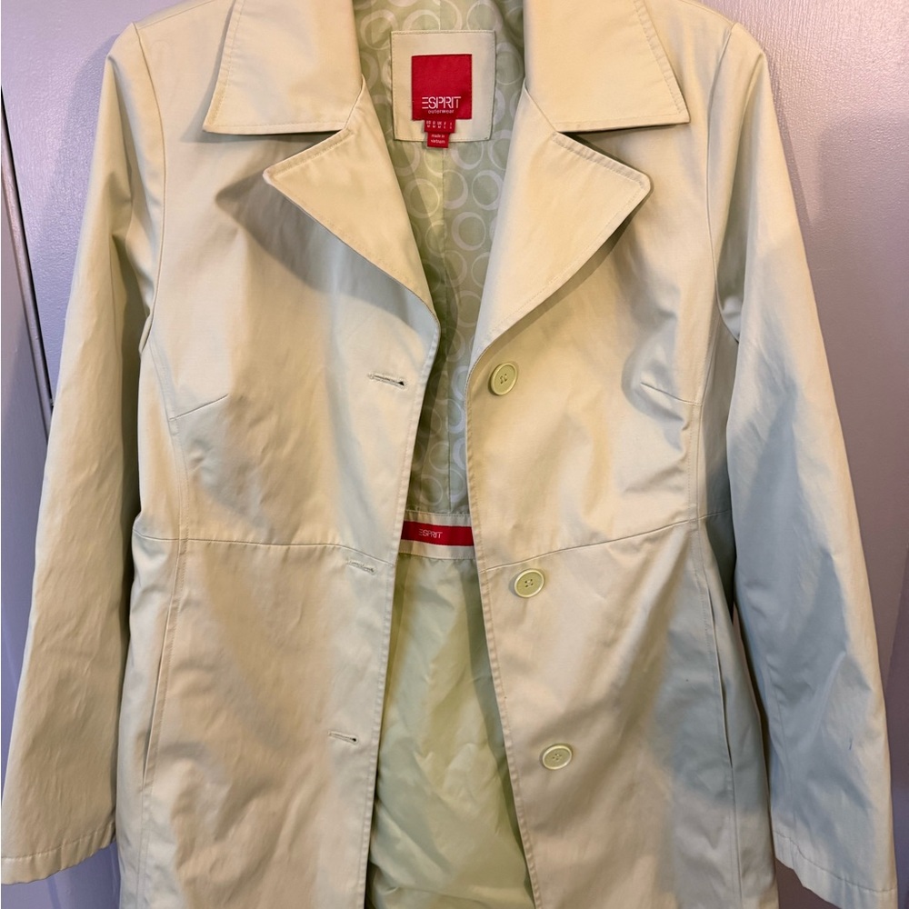 Vintage Esprit Women's Lime 🍋‍🟩 Green Trench Coat
